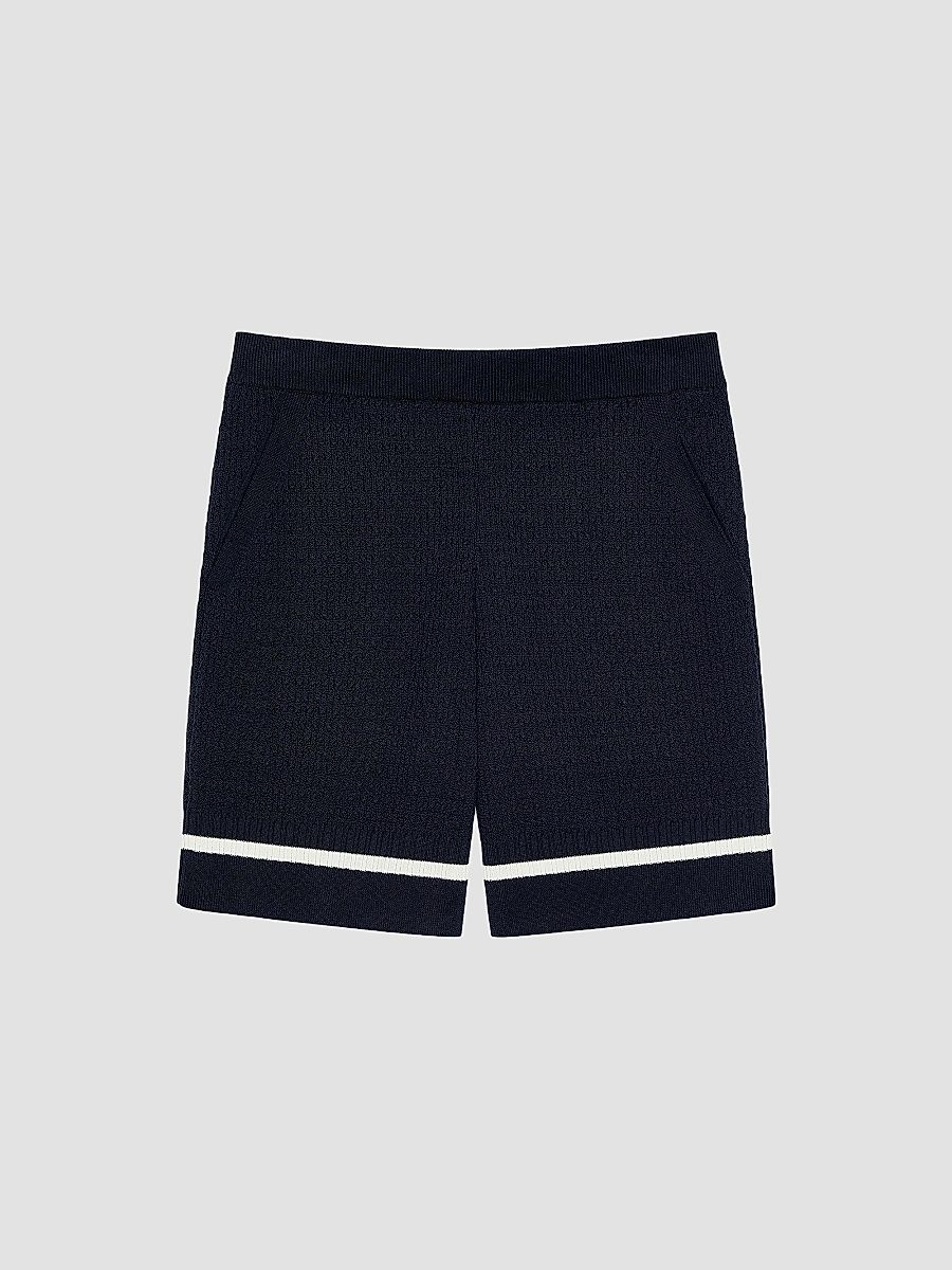 Givenchy Men's Bermuda Shorts in Knit with Logo Embroidery - Night Blue - Size XXL