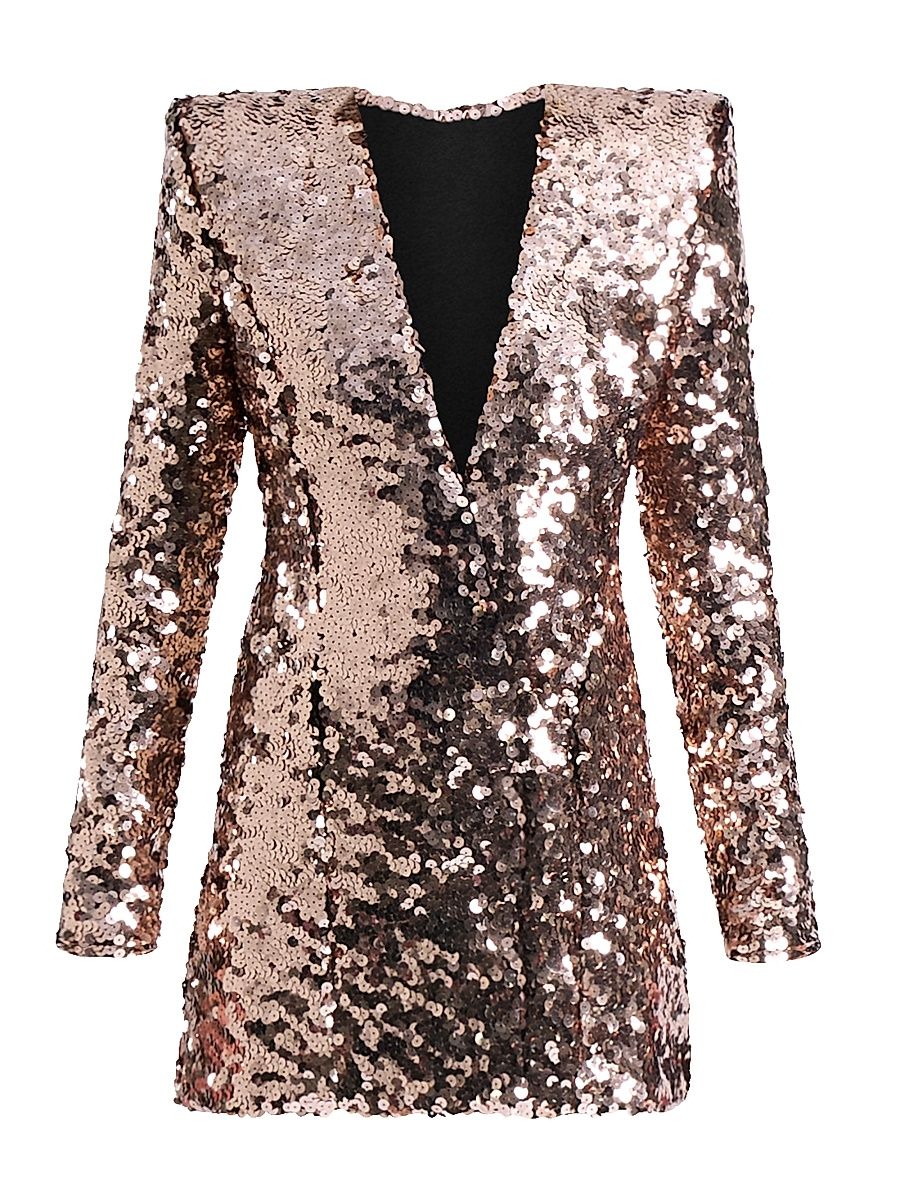 Women's Aelita Sequined Blazer Minidress - Beige - Size 6