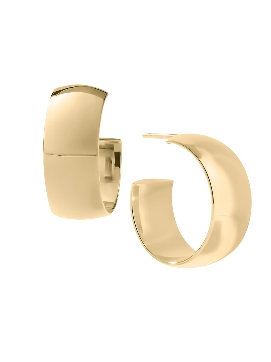 Women's 14K Yellow Gold Wide Hoop Earrings - Yellow Gold