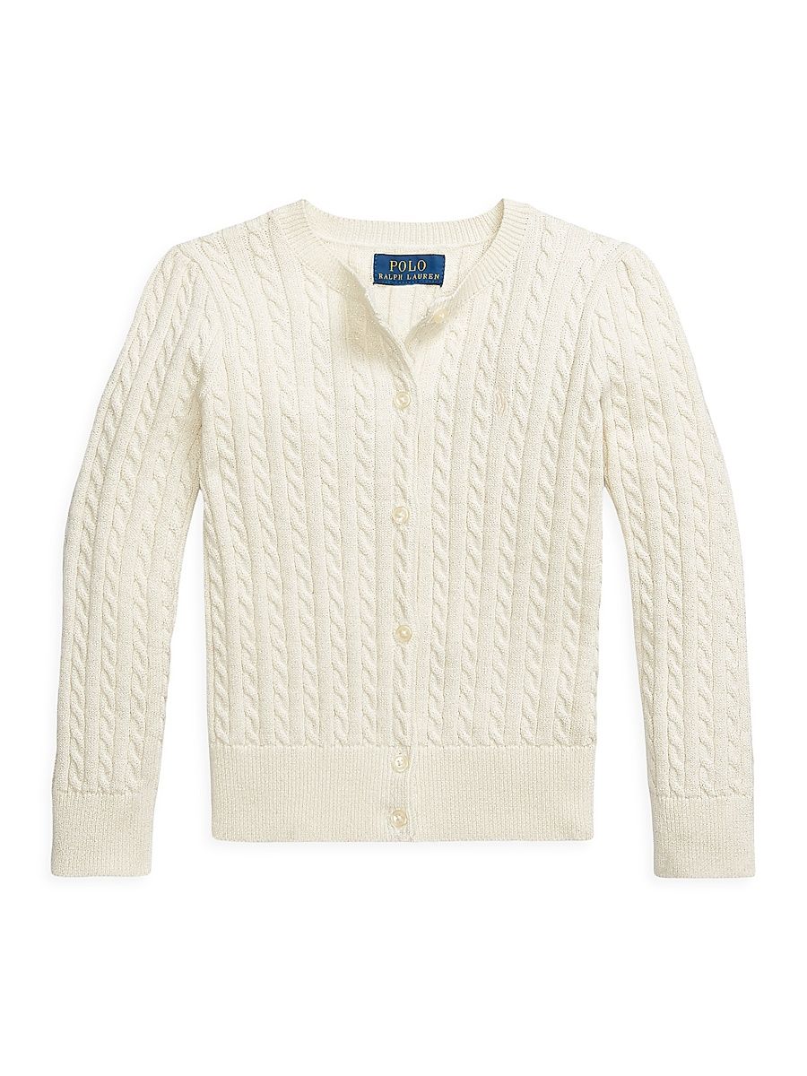 Little Girl's & Girl's Cotton Cable-Knit Cardigan - Cream - Size 6