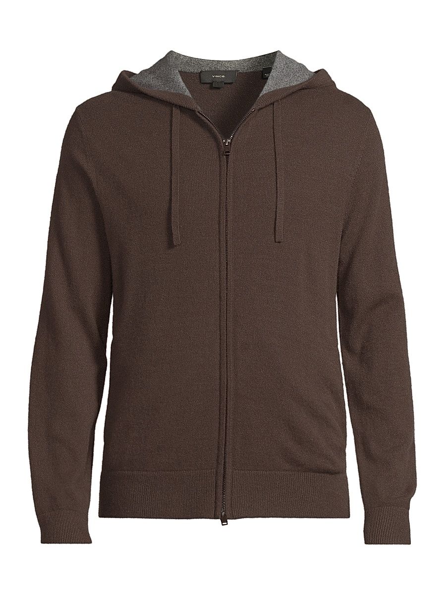 Men's Zip-Through Cashmere Hoodie - Mission Medium Heather Grey - Size XXL