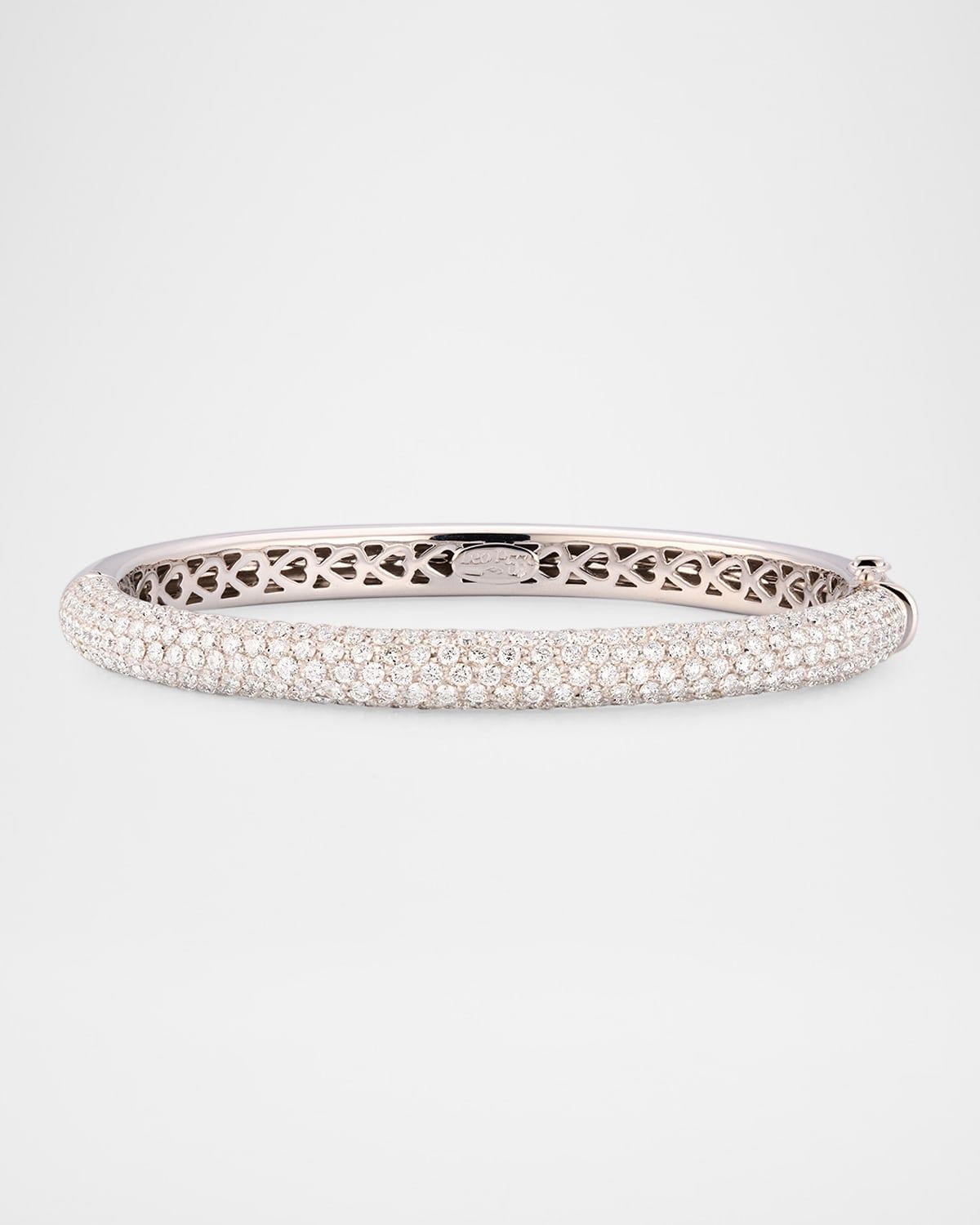 18K White Gold Thin Pavé Diamond Bangle