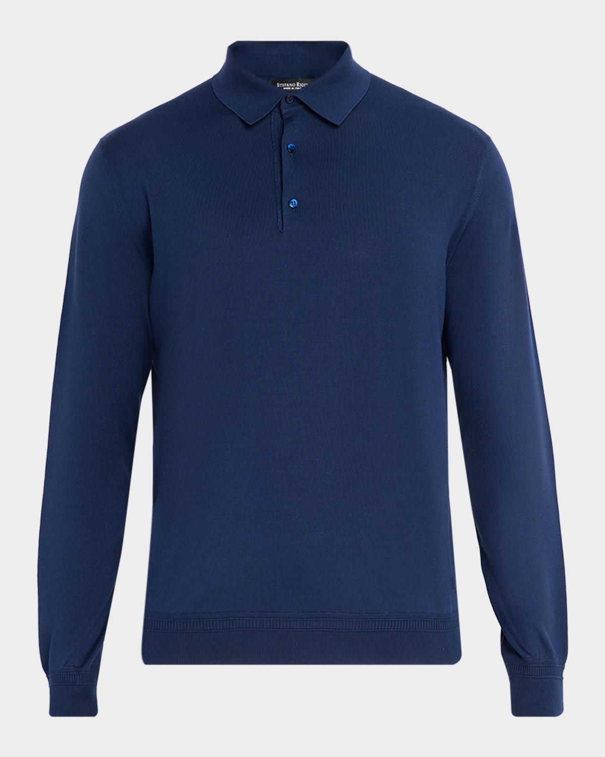 Men & apos;s Silk Knit Long-Sleeve Polo Shirt