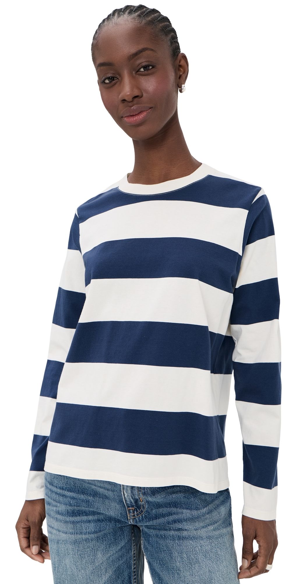 Clare V. Long Sleeve Tee Cream/Navy M