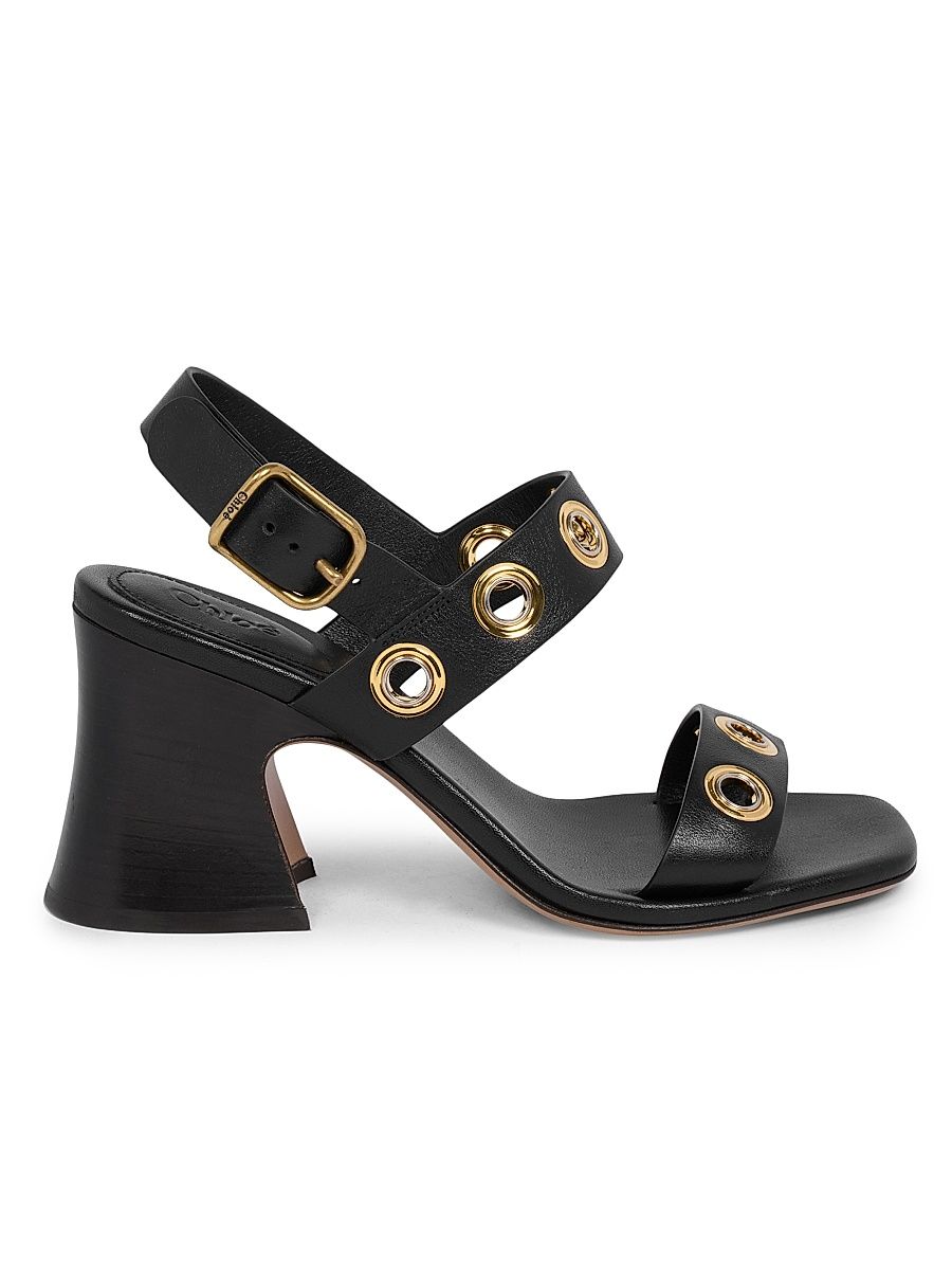 Women's Janis Grommet Leather Slingback Sandals - Black - Size 9