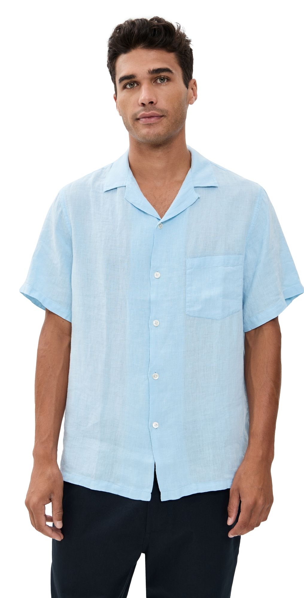 Portuguese Flannel Linen Camp Collar Shirt Sky S