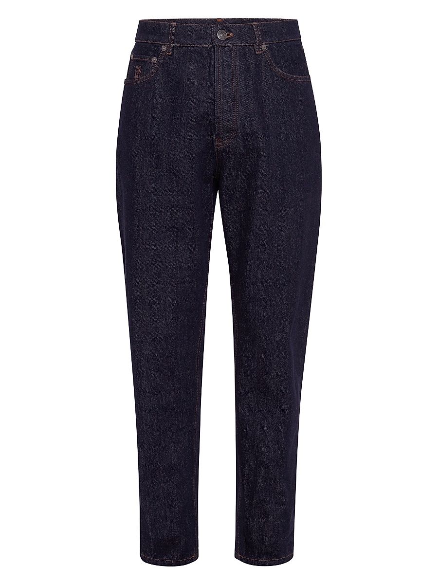 Men's No Fade Denim Iconic Fit Five Pocket Jeans - Dark Denim - Size 42