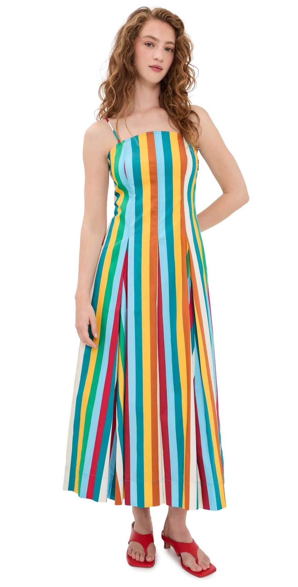 SIMONMILLER Astrid Poplin Dress Vibrant Multi Stripe XL