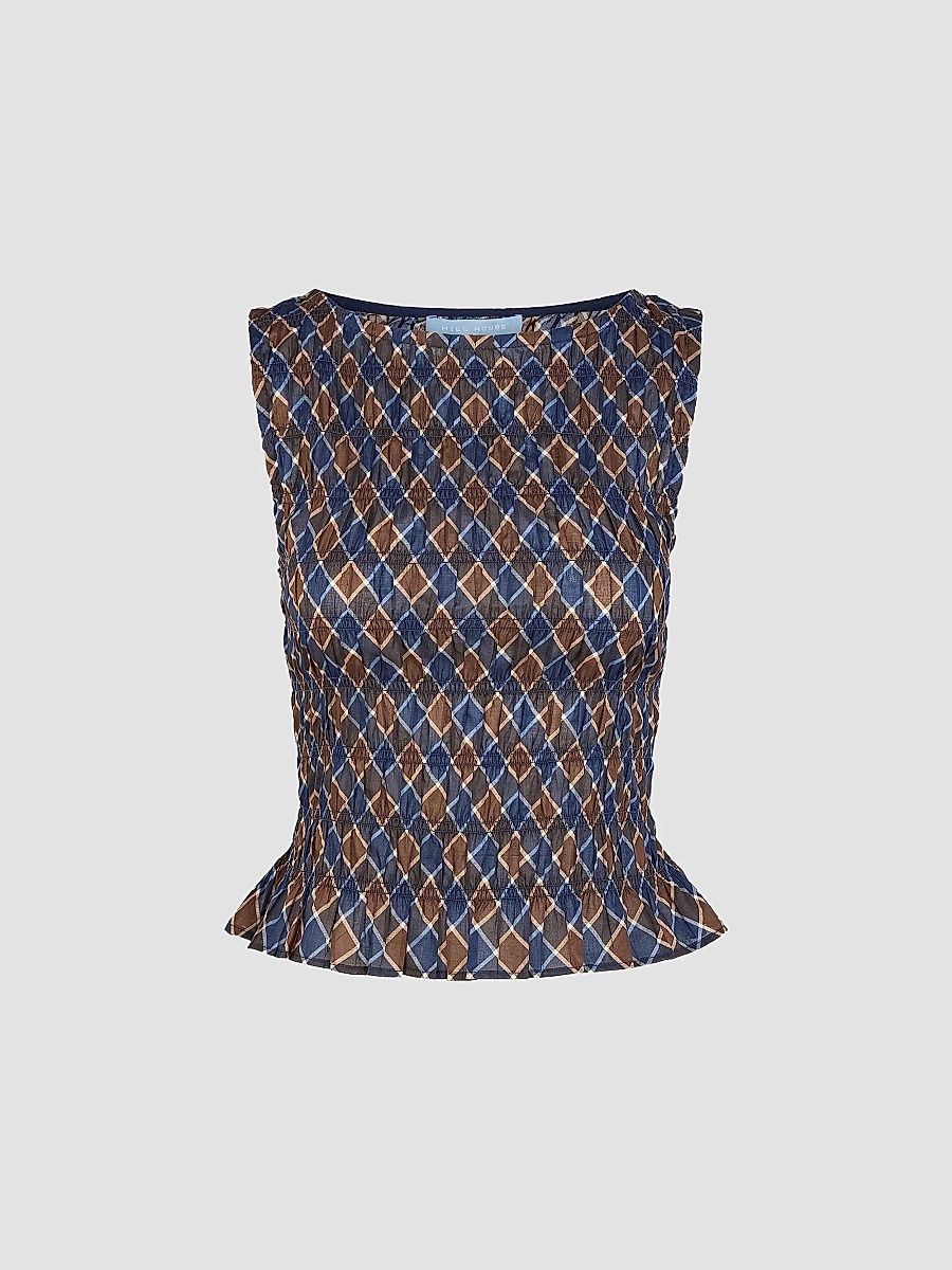 Hill House Home Women's The Phoebe Nap Top - Wilshire Plaid Chocolate - Size Large