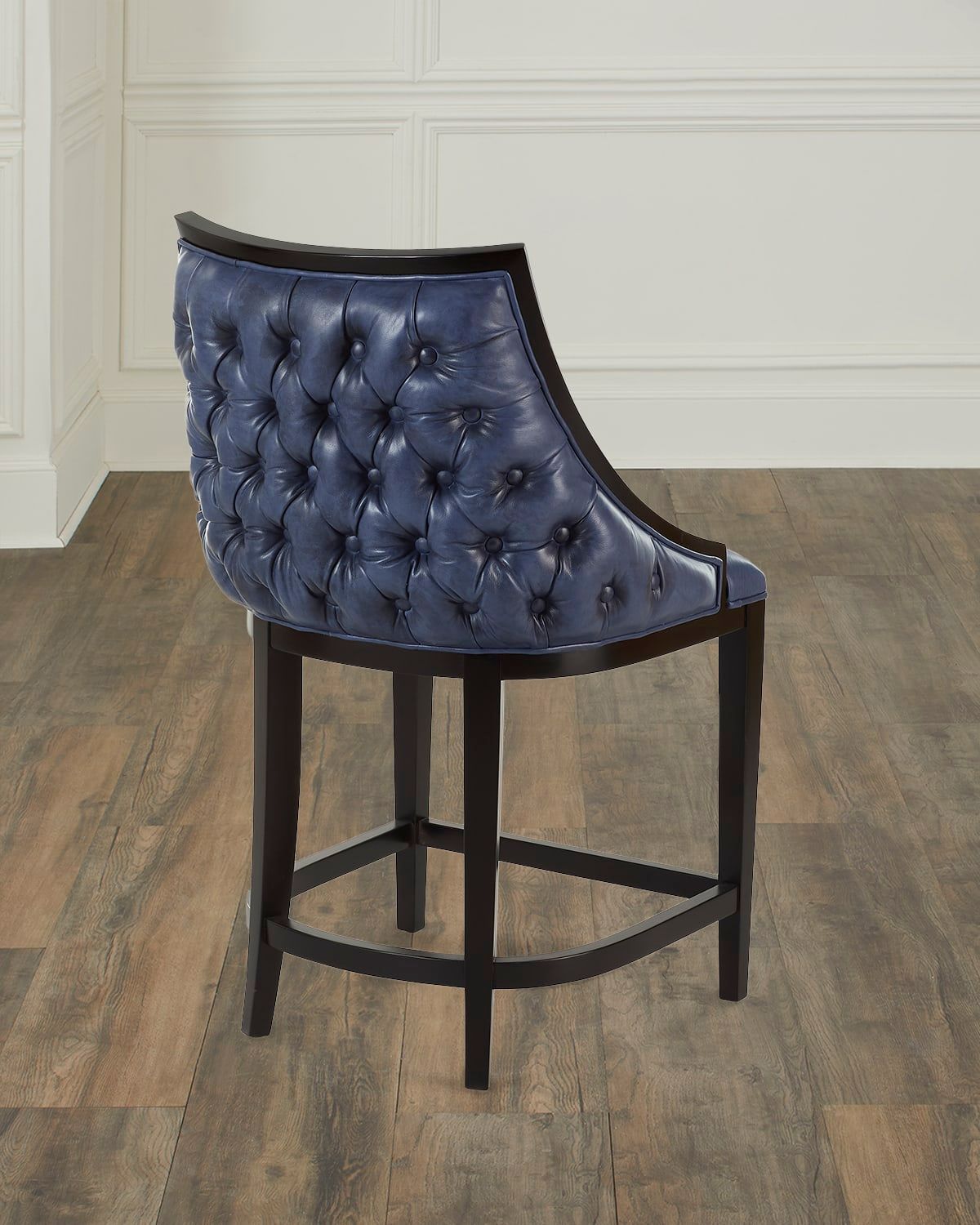 Kellan Leather Tufted Counter Stool, 22"