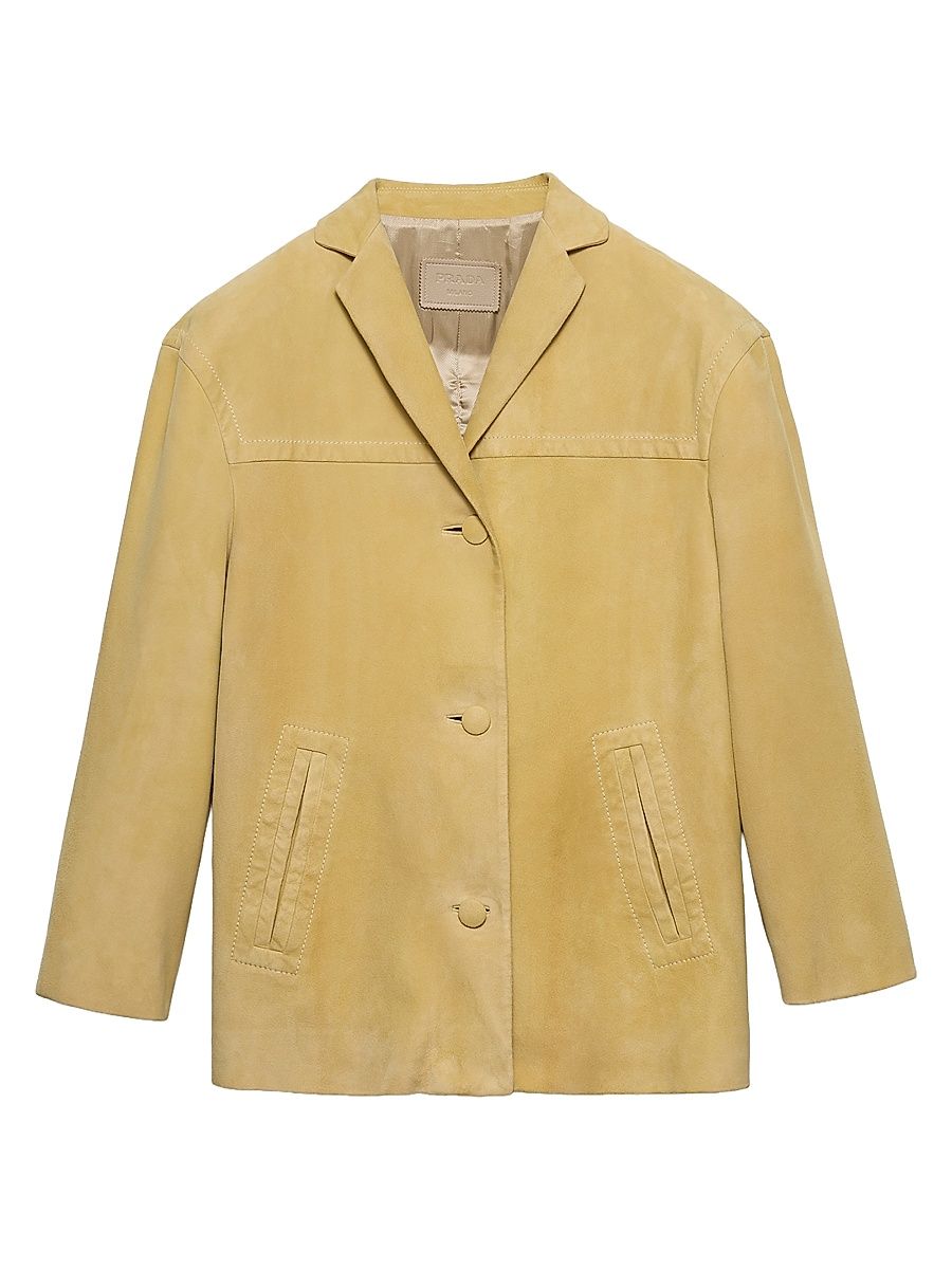 Women's Suede Caban Jacket - Yellow - Size 0