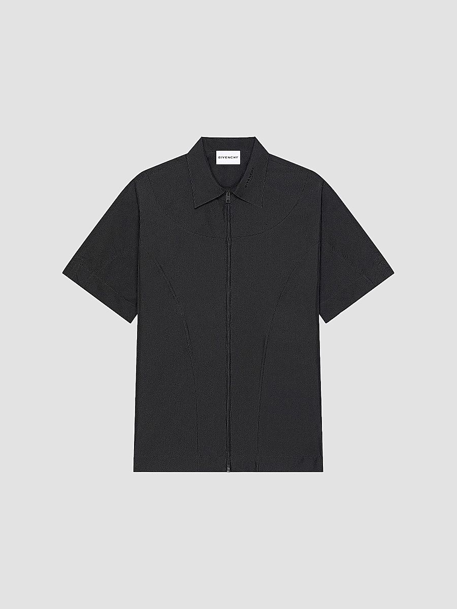 Givenchy Men's Couture Seam Shirt with Mixed Material Cut Outs - Black - Size XXL