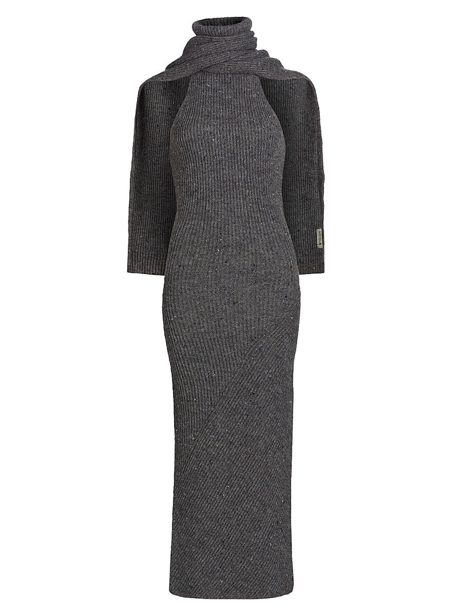 Women's Kiandra Ribbed Scarf Maxi Dress - Charcoal - Size Large