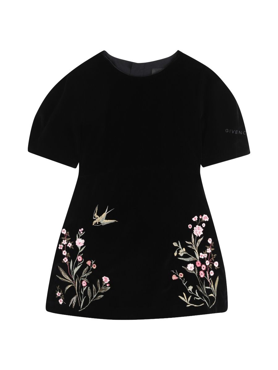 Givenchy Girl's Little Girl's & Girl's Floral-Embroidered Velvet Dress - Black - Size 12