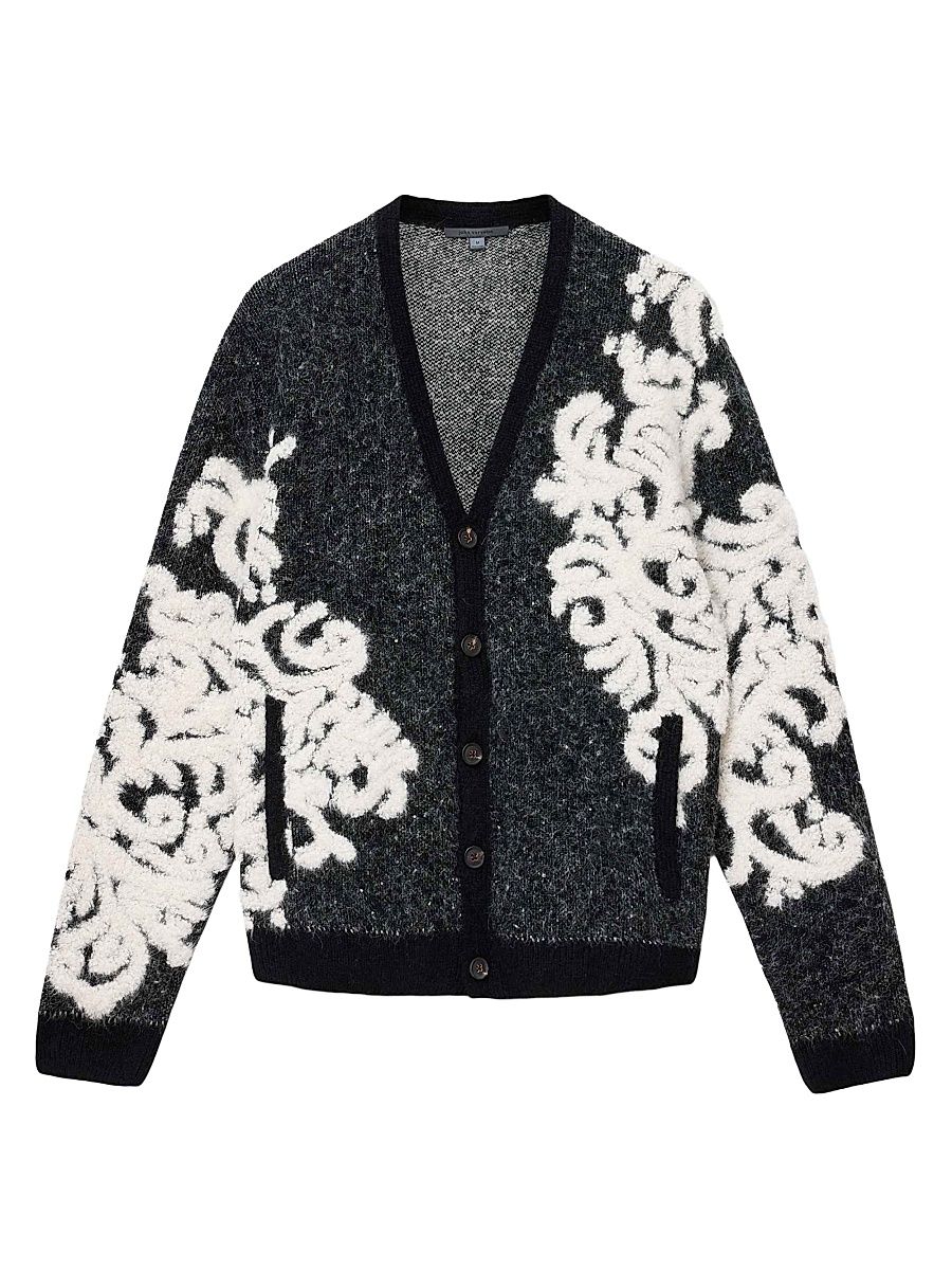 Men's La Morra Filigree Cardigan - Black White - Size Large