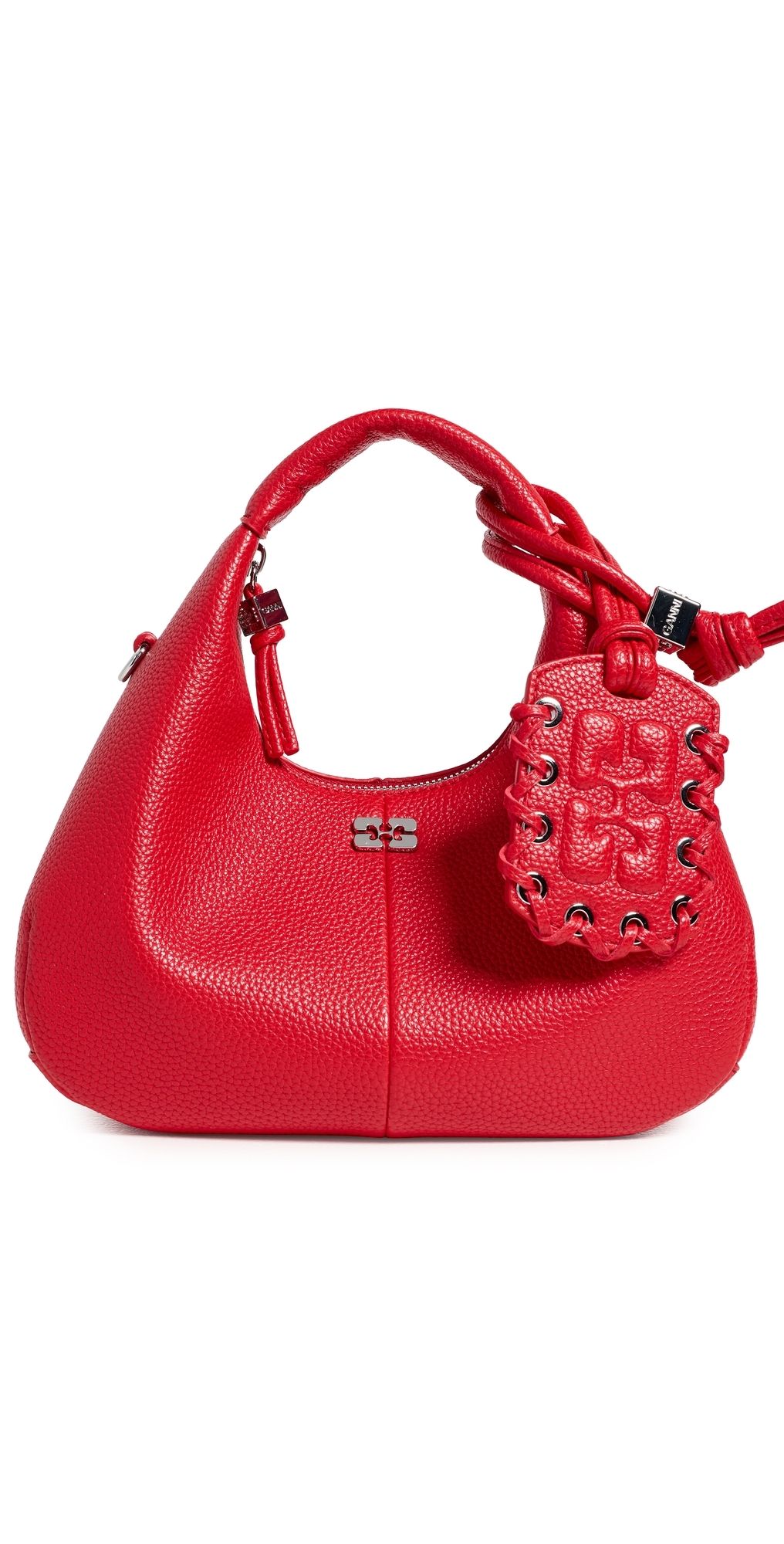 GANNI Mini Grained Hobo Bag Goji Berry One Size