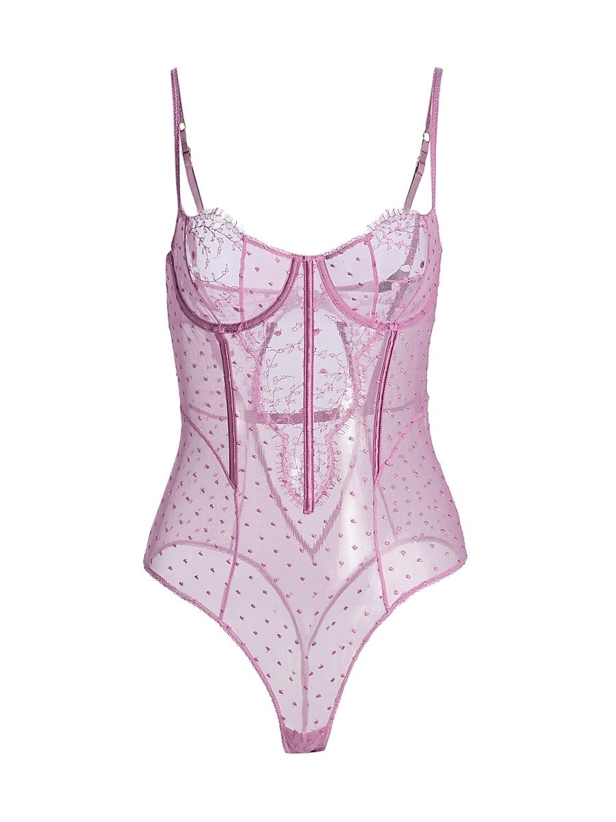Women's Merci Beaucoup Laced One-Piece Bodysuit - Mauve - Size Large