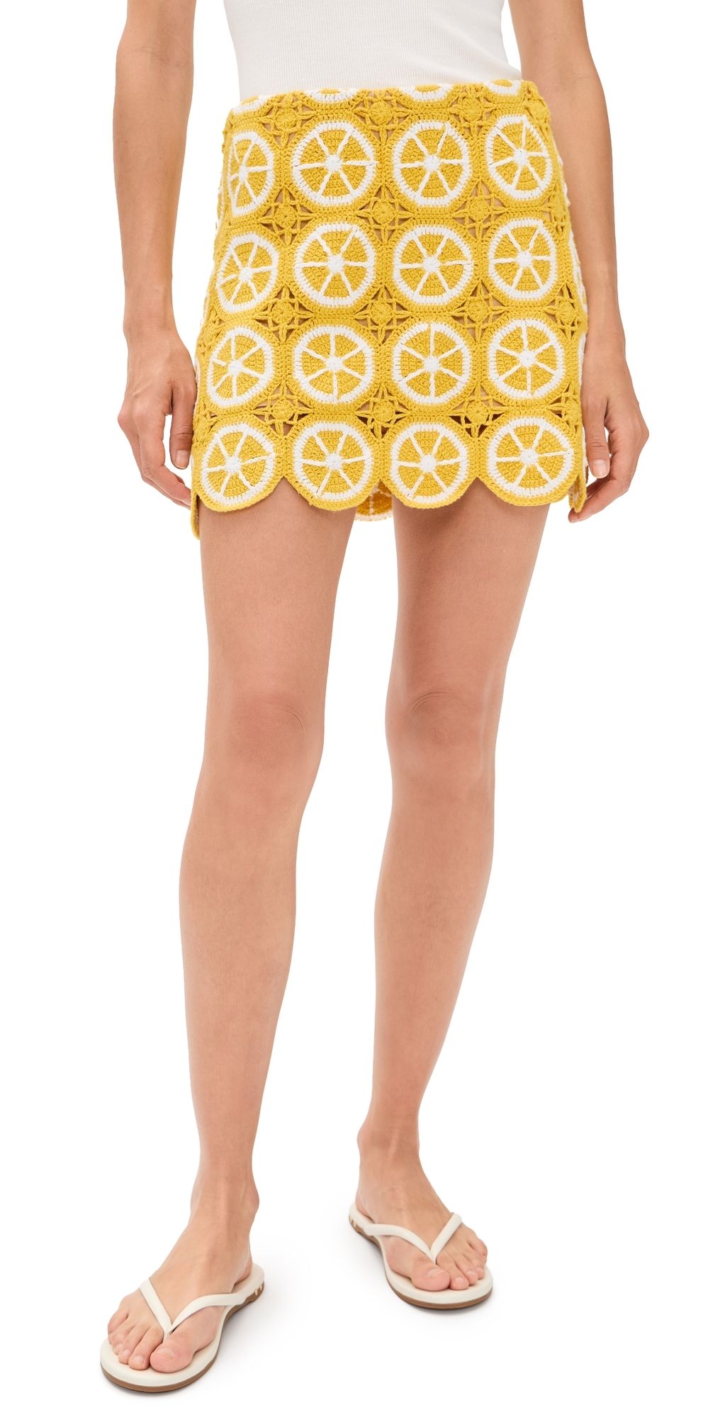 Show Me Your Mumu Solstice Mini Skirt Lemon Crochet XS
