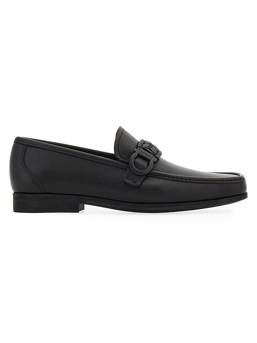 Men's Caspian Braided-Strap Leather Loafers - Nero - Size 13