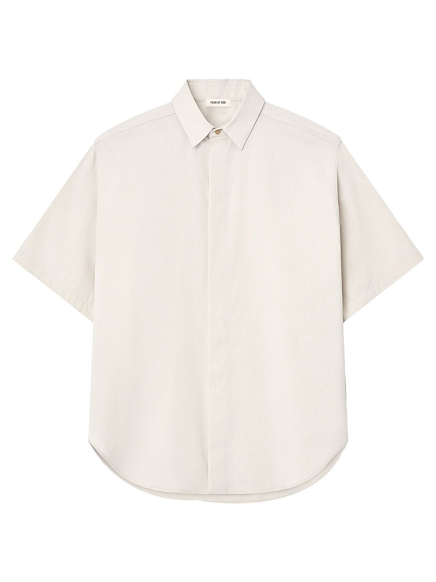Men's Classic Stretch-Cotton Wool Short-Sleeve Shirt - Ivory - Size XS