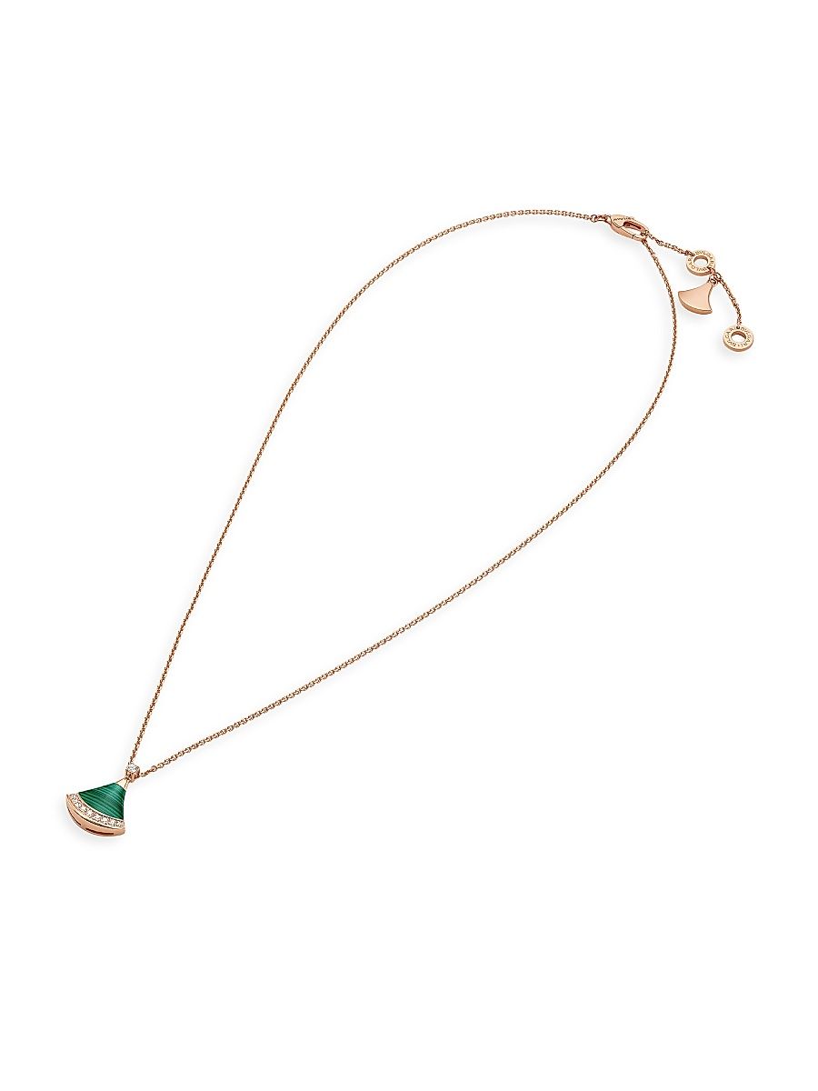 Women's Divas' Dream 18K Rose Gold, Malachite & 0.13 TCW Diamond Pendant Necklace - Pink Gold