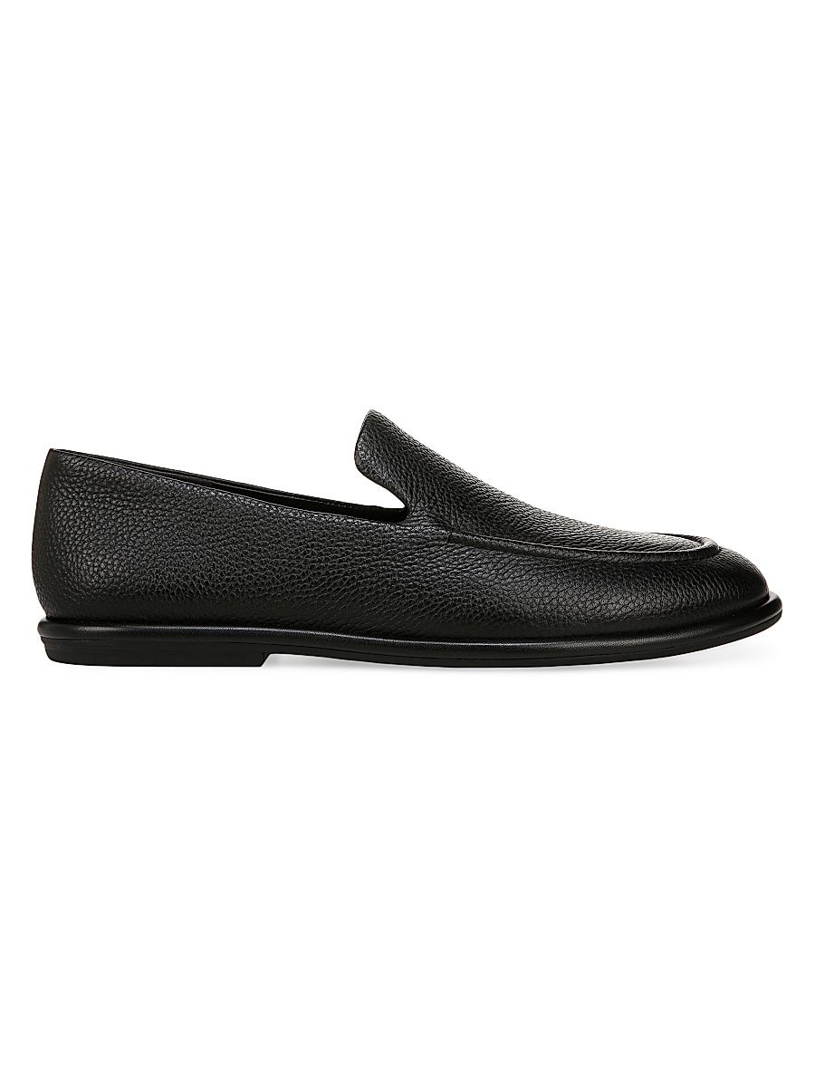 Men's Hann Pebbled Leather Loafers - Black - Size 9