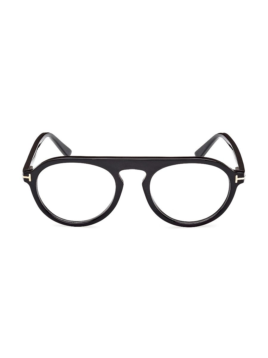Men's Tom Ford 51MM Horn Pilot Glasses - Black Brown
