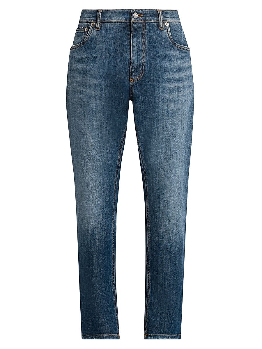 Men's Logo-Embroidered Cropped Jeans - Variante Abbinata - Size 38