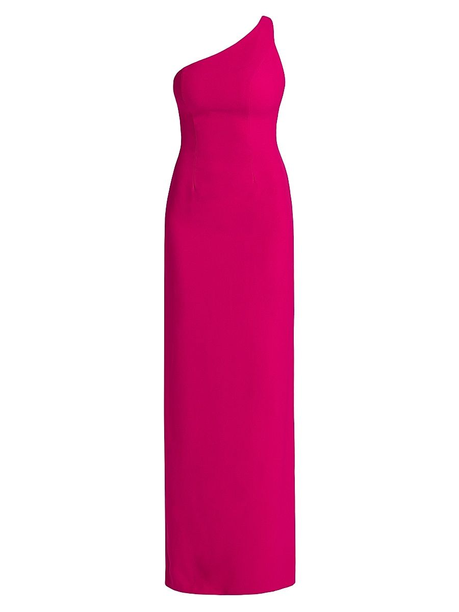 Women's Alpes Asymmetric Crepe Column Gown - Fucshia - Size 16