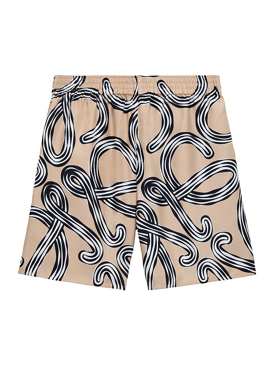 Women's LOEWE x Paula's Ibiza Printed Silk Shorts - Beige Black - Size Small