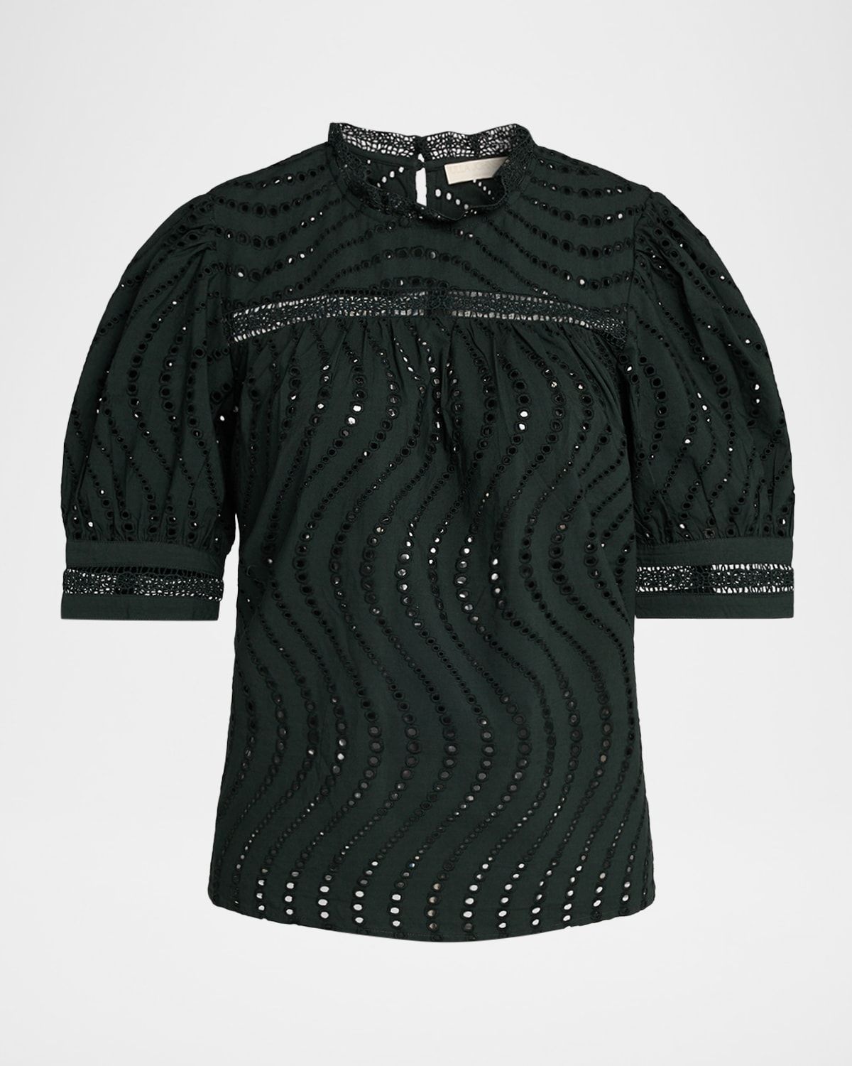 Virginia Lace Eyelet Short-Sleeve Blouse