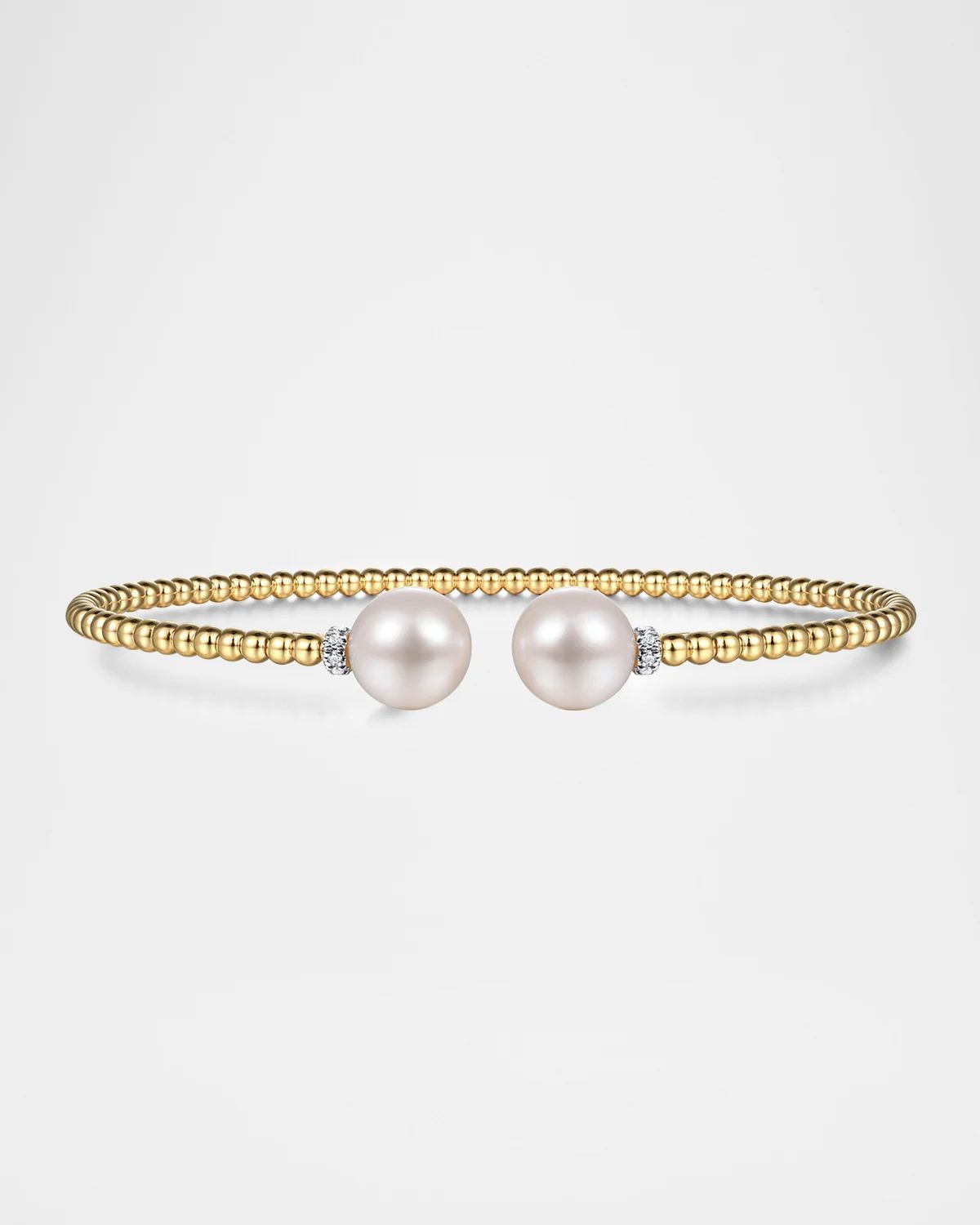 14K Yellow Gold Bujukan Diamond and Pearl Split Bangle