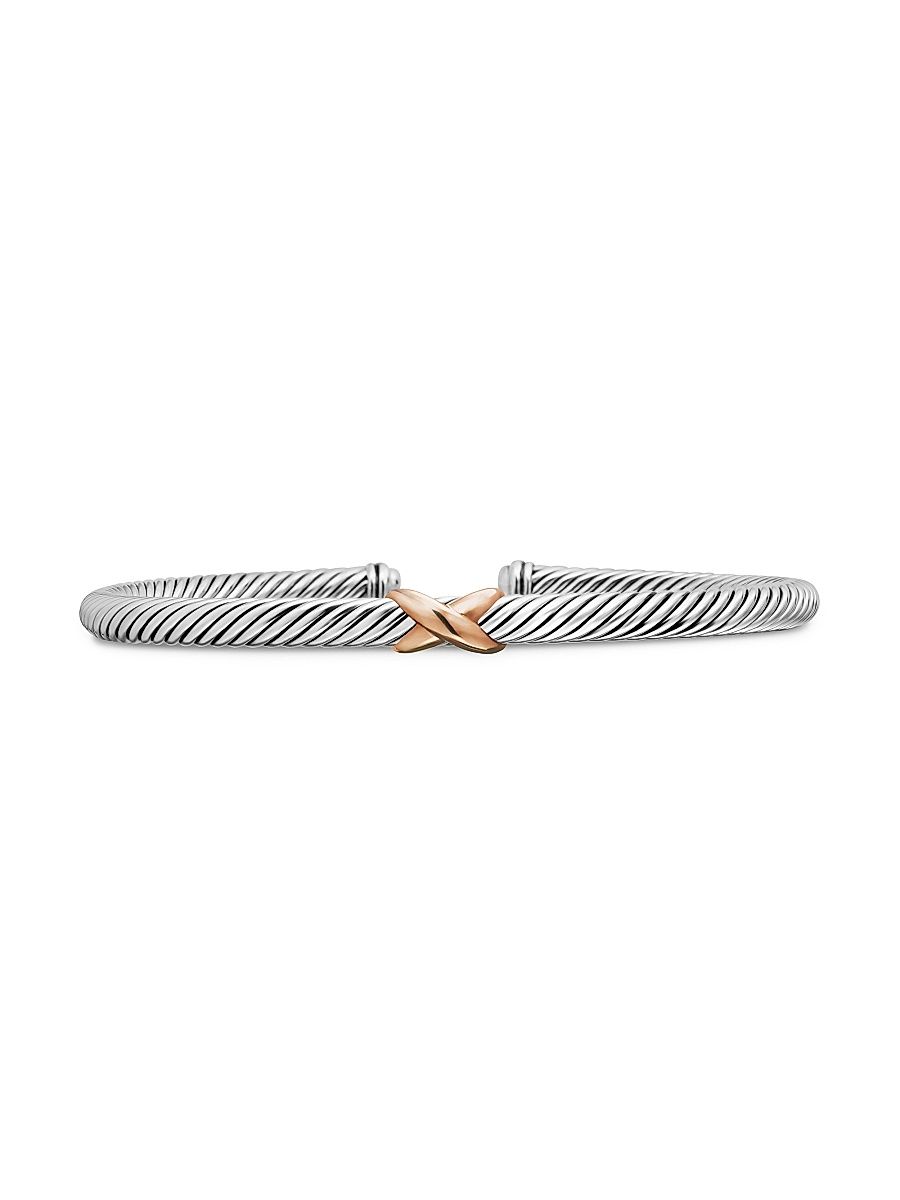 Women's X Classic Cable Station Bracelet in Sterling Silver - Silver - Size Medium