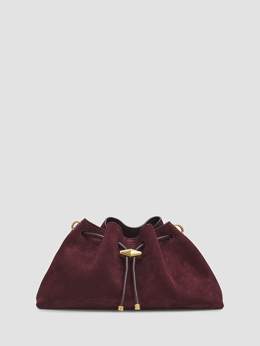 Women's Bon Bon Suede Shoulder Bag - Deep Merlot Gold