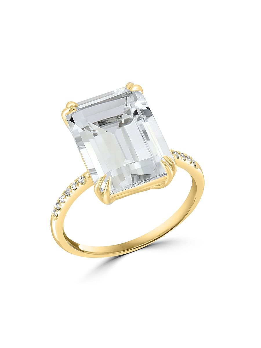 Women's 14K Yellow Gold, White Topaz & 0.05 TCW Diamond Ring - Yellow Gold