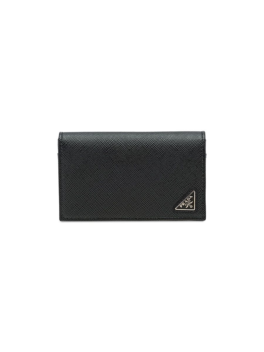 Men's Saffiano Leather Card Holder - Black