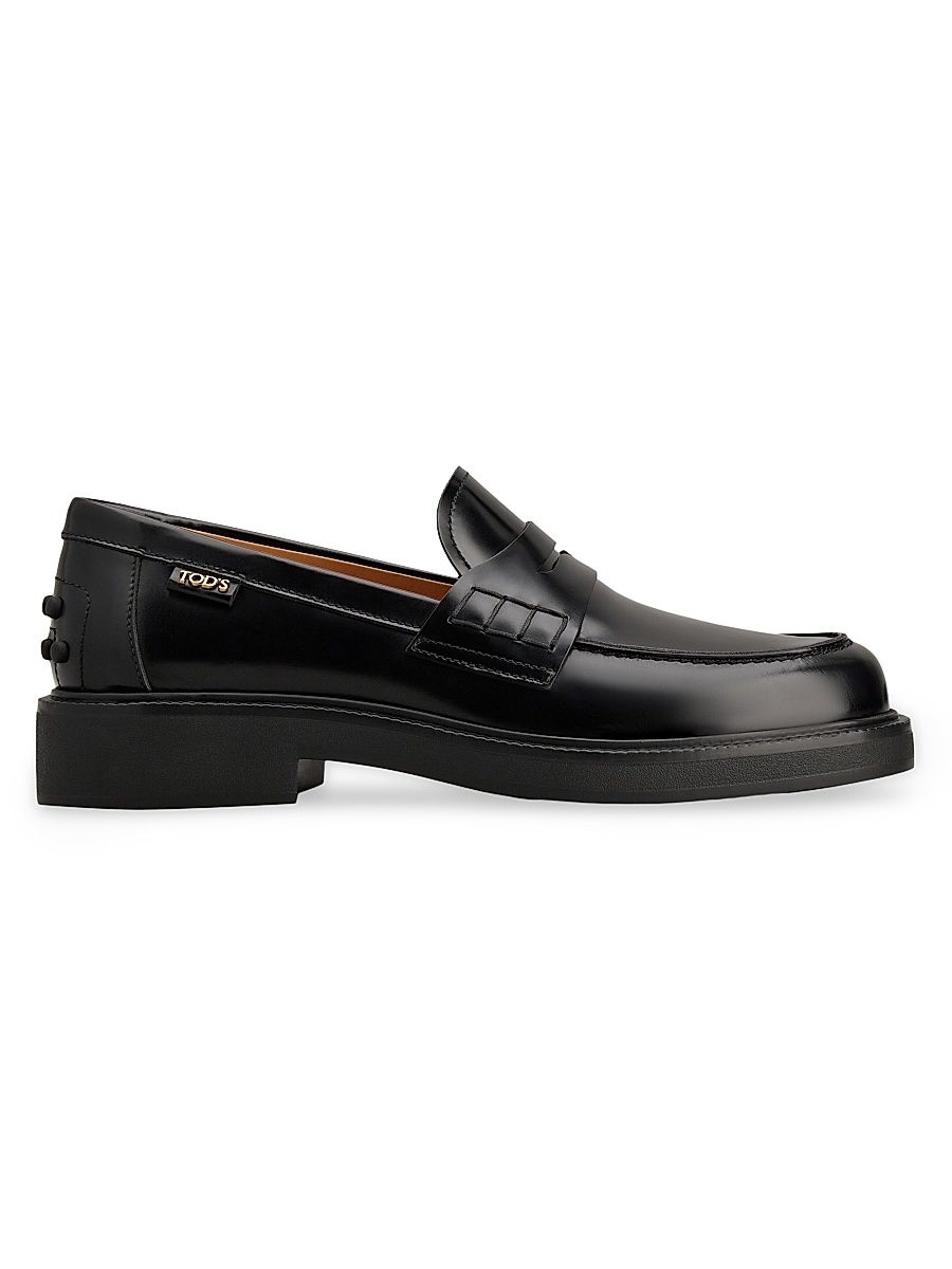 Women's Logo-Detailed Leather Penny Loafers - Nero - Size 11