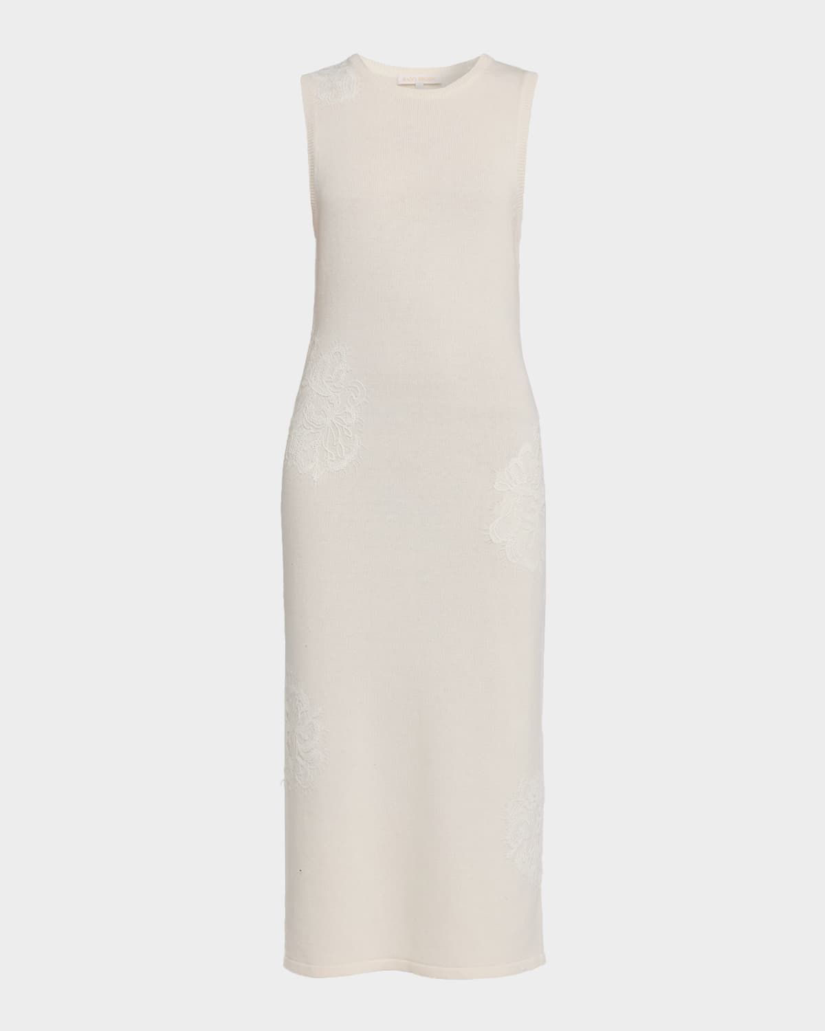 Luciana Sleeveless Lace Applique Midi Dress