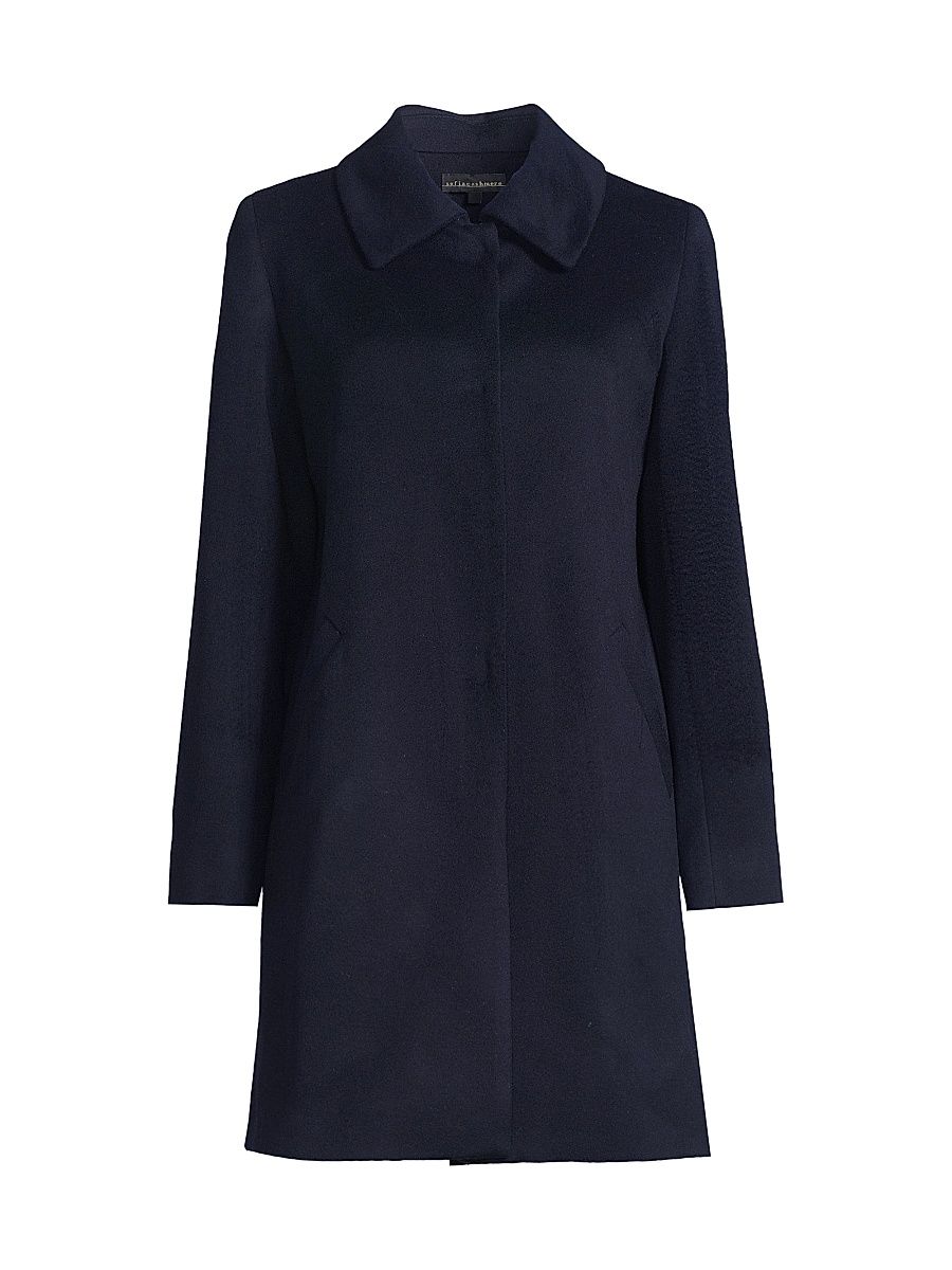 Women's Wool-Cashmere Car Coat - Navy - Size 4
