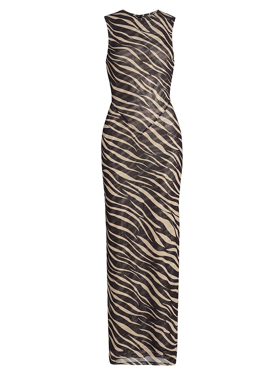 Women's Krisa Zebra Striped Column Maxi Dress - Zebra - Size XL