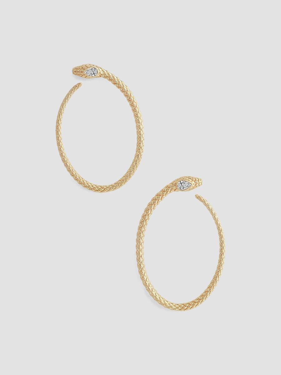 Anabel Aram Women's Serpent 18K-Gold-Plated & Cubic Zirconia Hoop Earrings - Gold