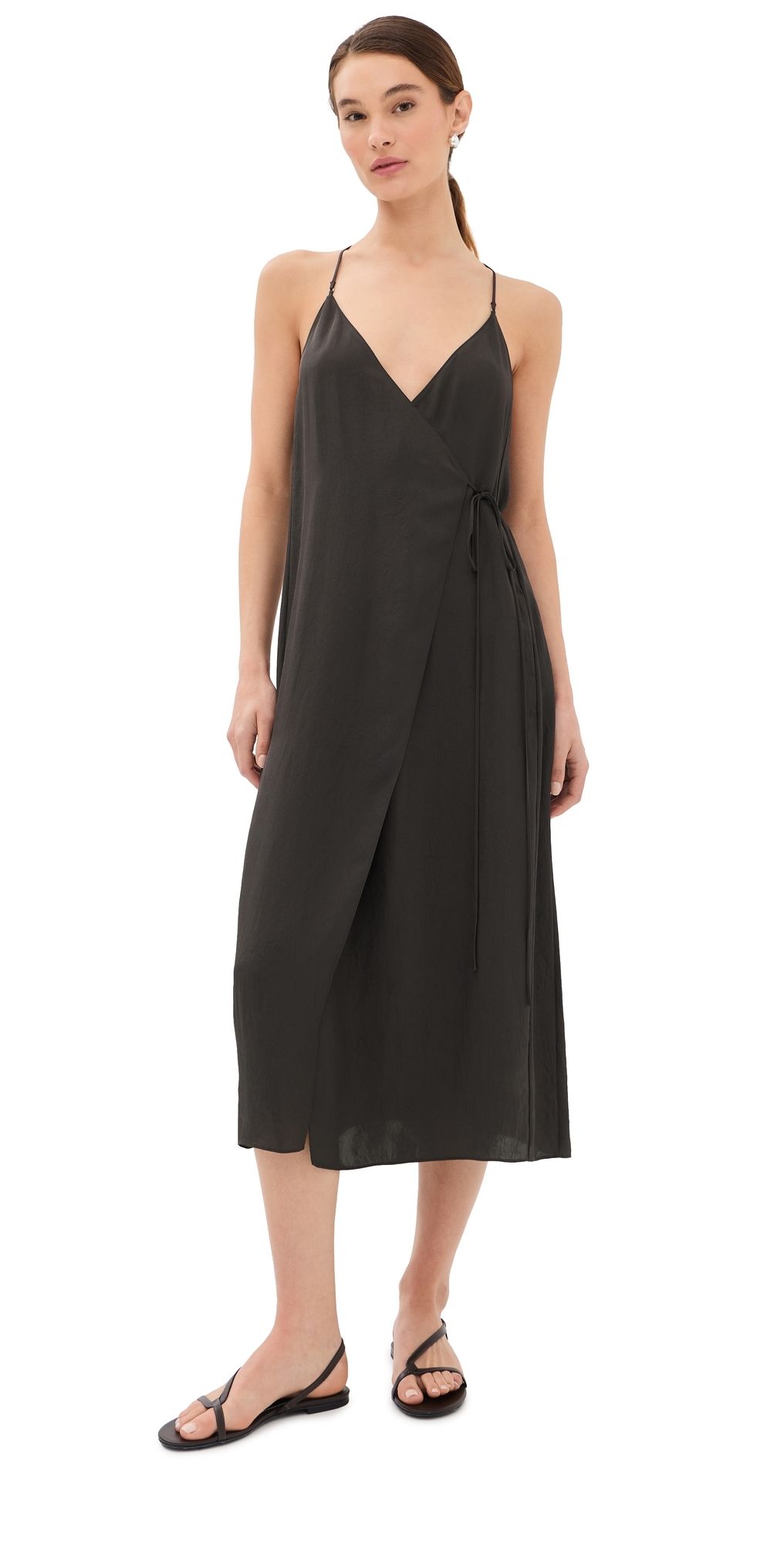 Tibi Summer Slip Wrap Dress Chocolate Brown 2