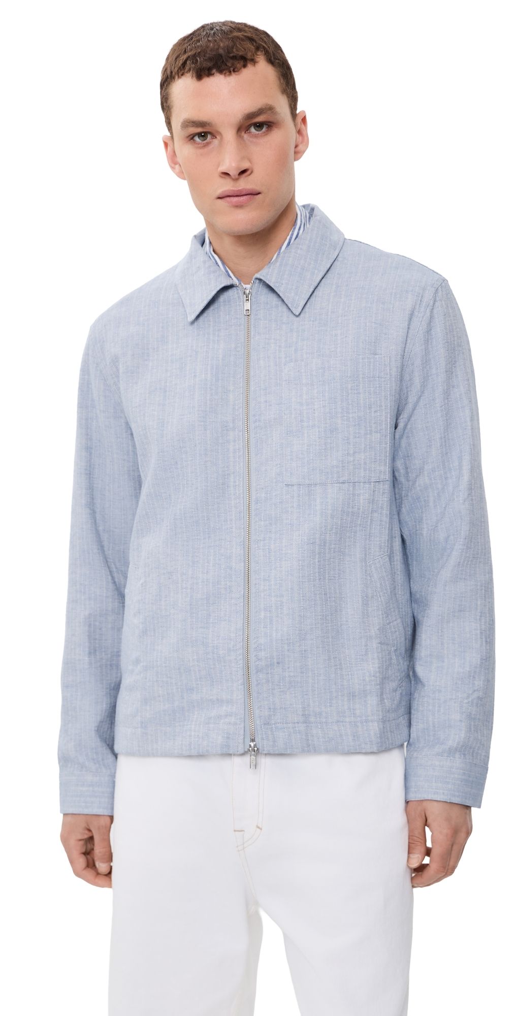 Wax London Eldon Cotton Linen Herringbone Jacket Light Blue XL