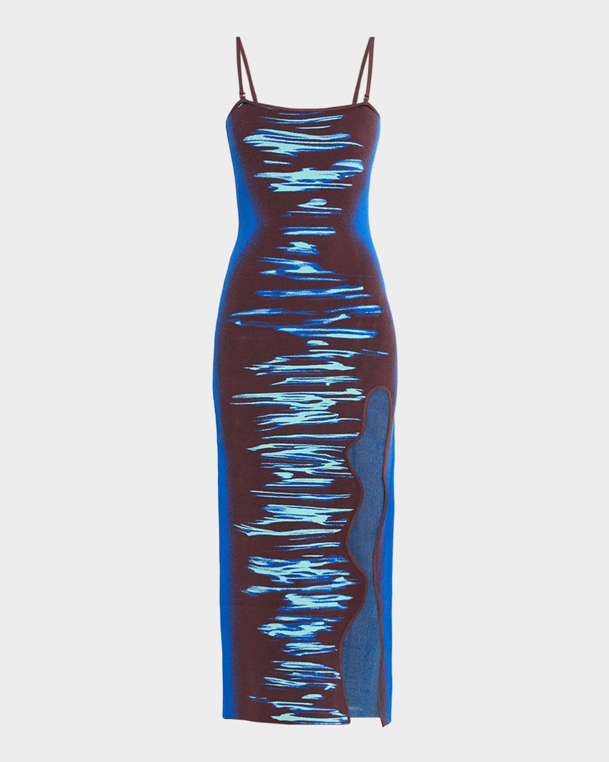 Iris Wavy Side-Slit Midi Dress