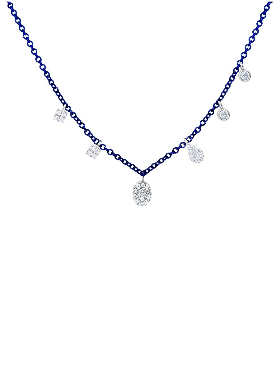 Women's Blue-Rhodium-Plated 14K White Gold & 0.13 TCW Diamond Necklace - Blue