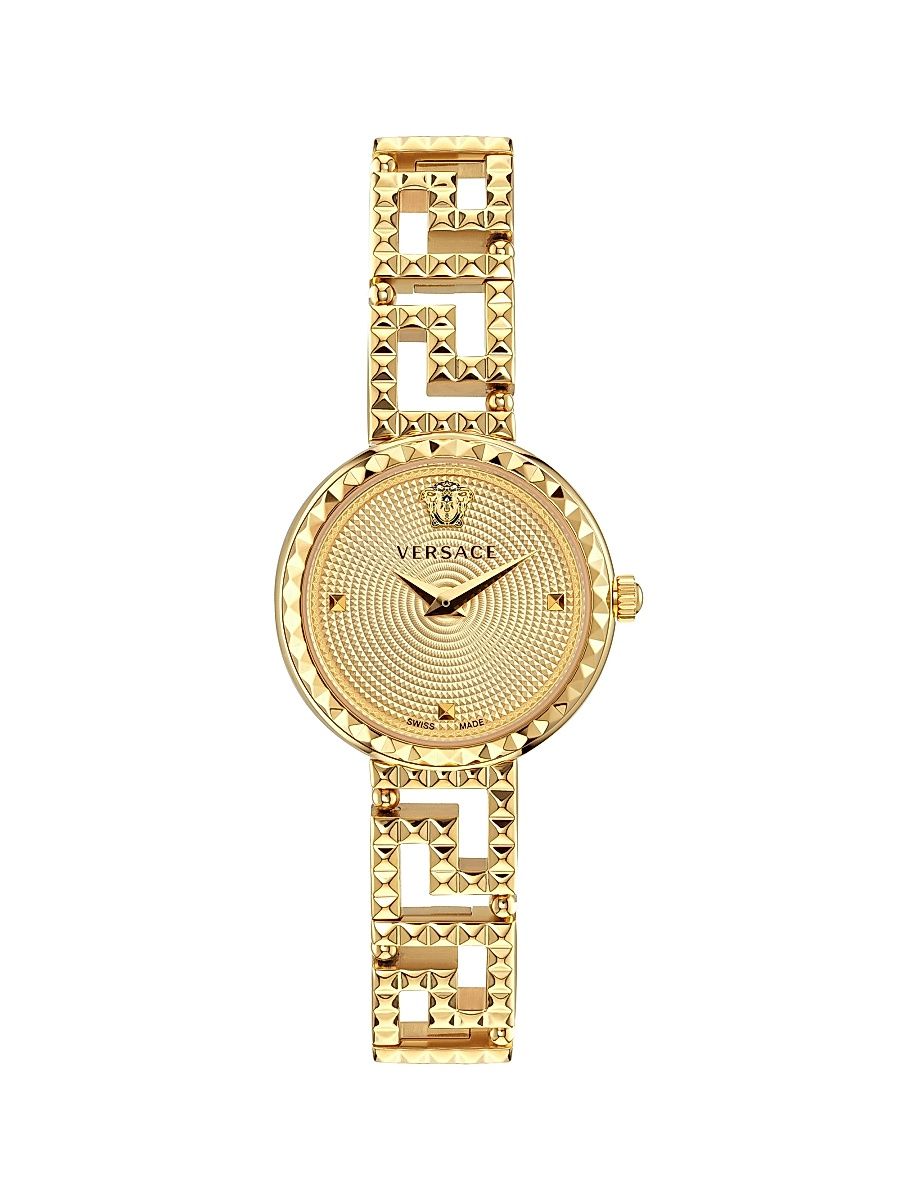 Men's Greca Goddess IP Yellow Gold Stainless Steel Bracelet Watch/28MM - Yellow Gold