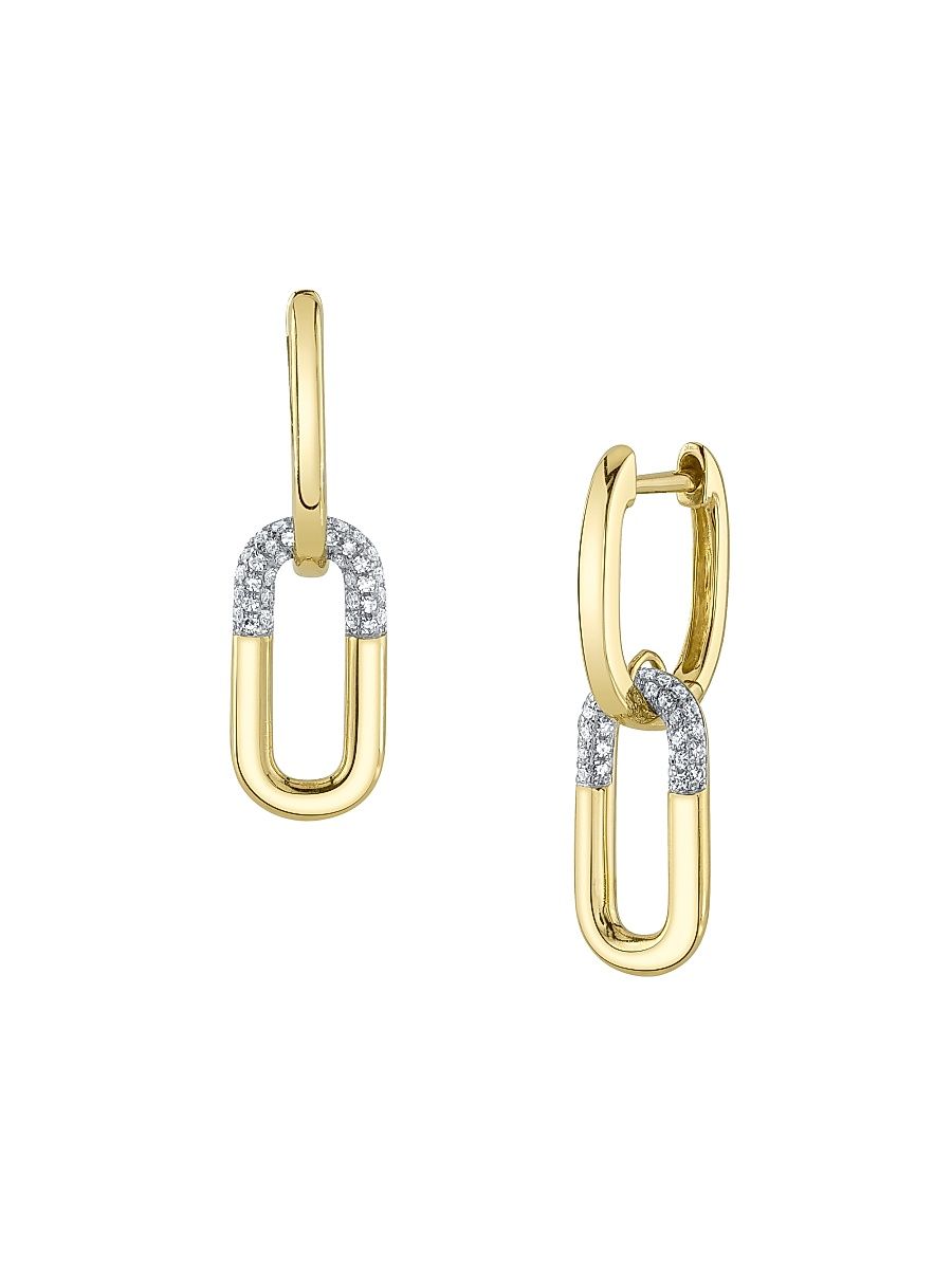 Women's Kate Two-Tone 14K Gold & 0.16 TCW Diamond Oval-Link Drop Earrings - Yellow Gold