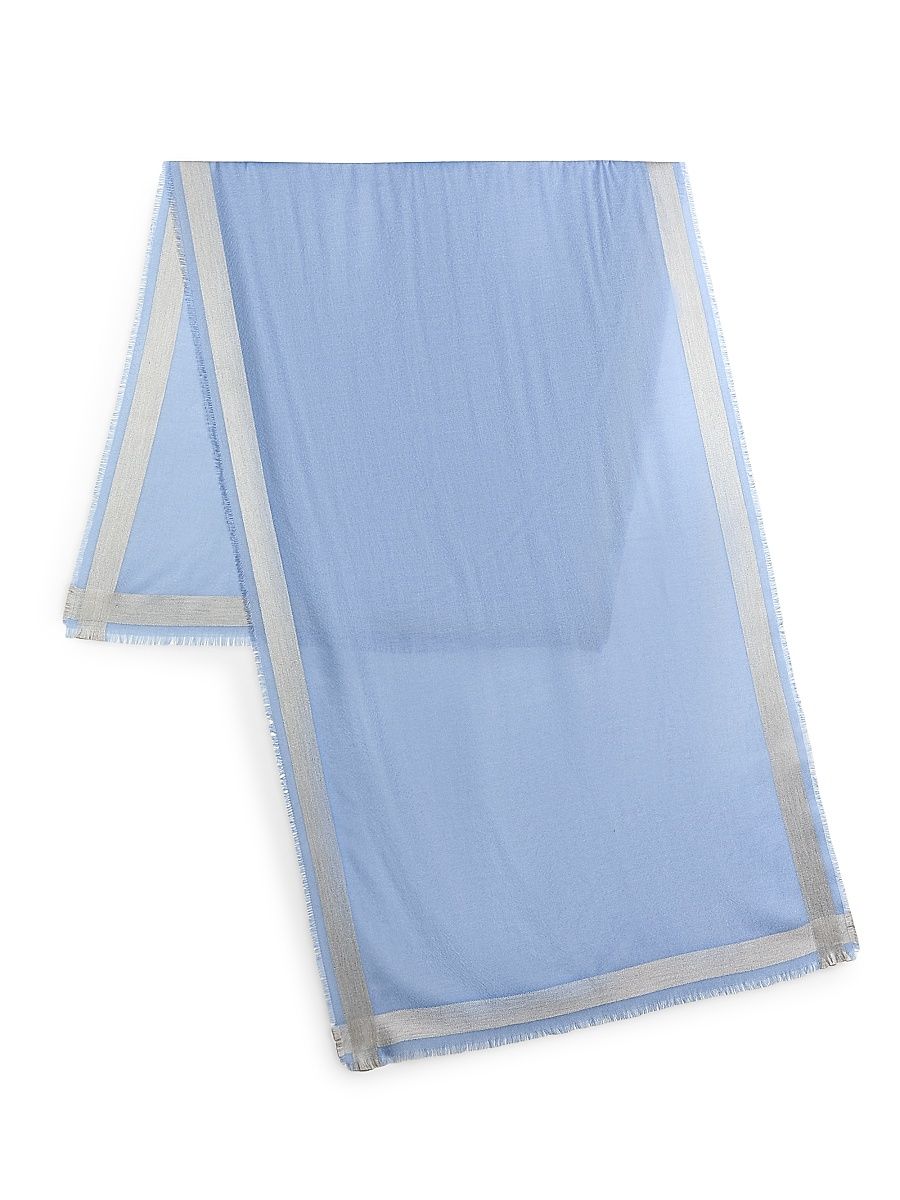 Women's Stripe-Trim Cashmere & Silk-Blend Scarf - Azul