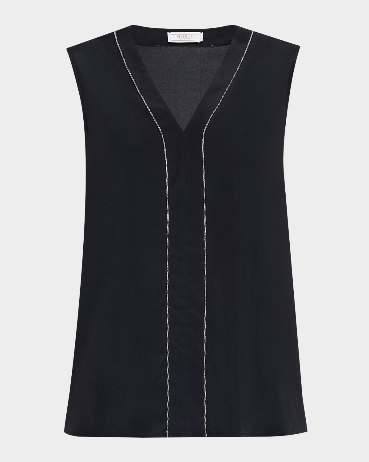 Sleeveless Chain-Trim Top