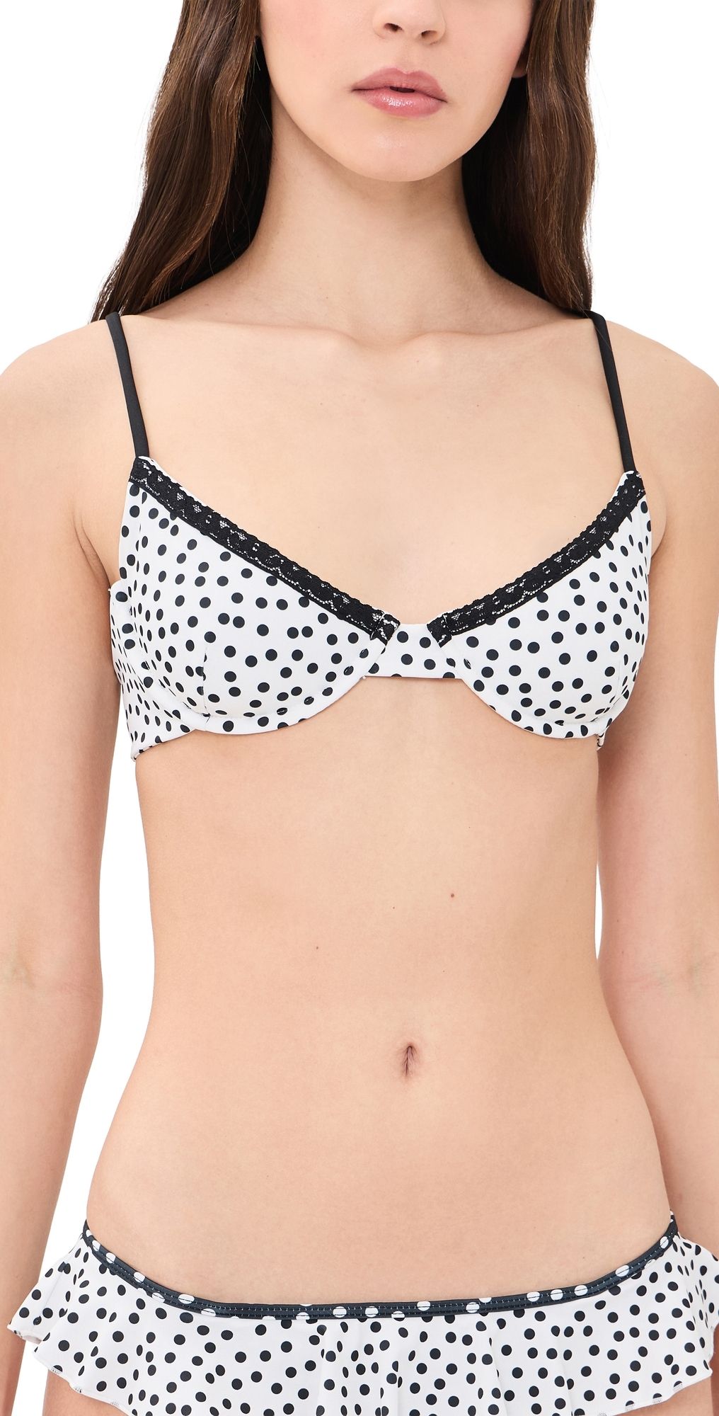 Leslie Amon Maya Polka Bikini Top White Polka XL